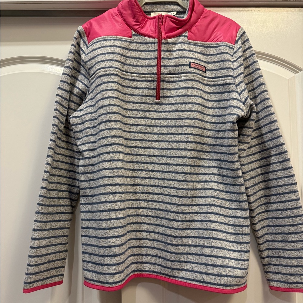 Vineyard Vines Striped Pullover with Pink Accents
